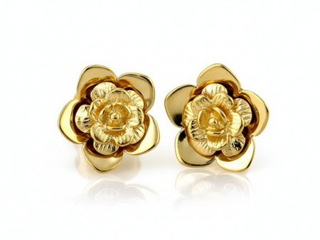 Kolczyki złote kwiatki na sztyfcie