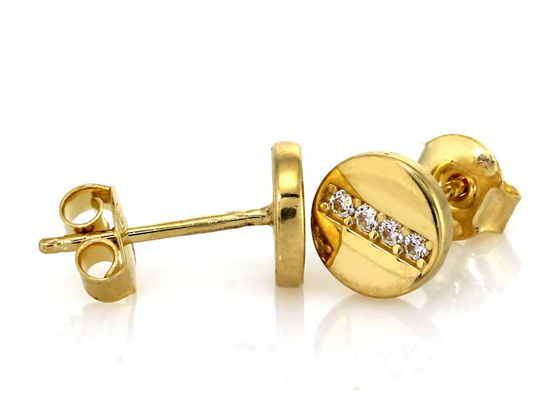 Kolczyki sztyft okrągłe z cyrkoniami przez środek gładkie