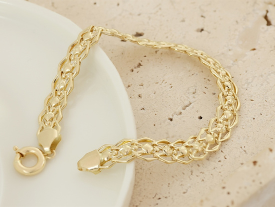 Złota bransoletka szeroka z ruchomych elementów