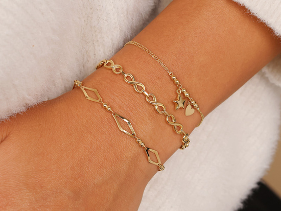 Bransoletka złota z kulek i rombów