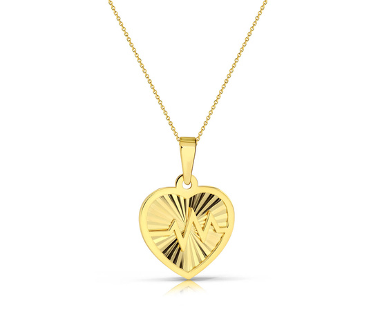 Złoty naszyjnik 585 - serce, bicie serca, linia życia