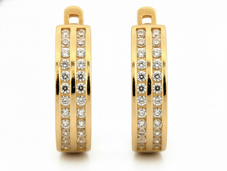 Kolczyki złote dyskretne subtelne angielskie z cyrkoniami