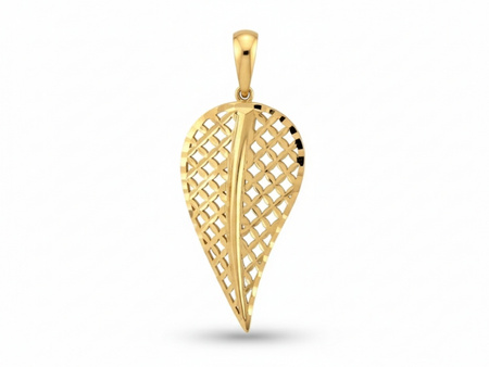 Zawieszka złota duży ażurowy liść