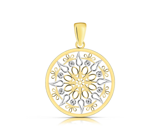 Złota zawieszka 375 - ażurowe koło fantazyjne