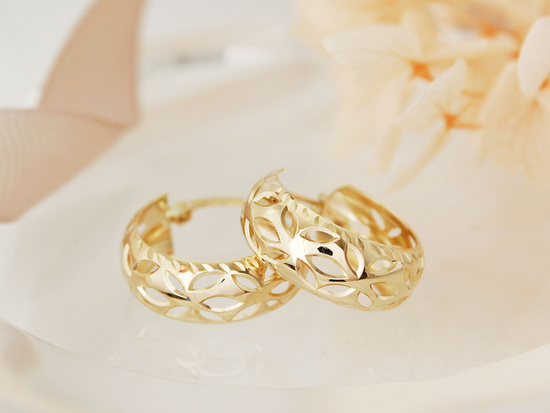 Kolczyki złote szerokie ażurowe kółka angielskie 21mm