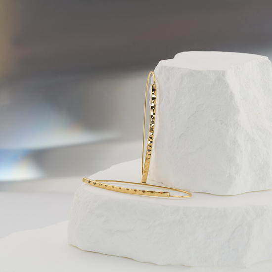 Złote kolczyki 585 nowoczesne, diamentowane