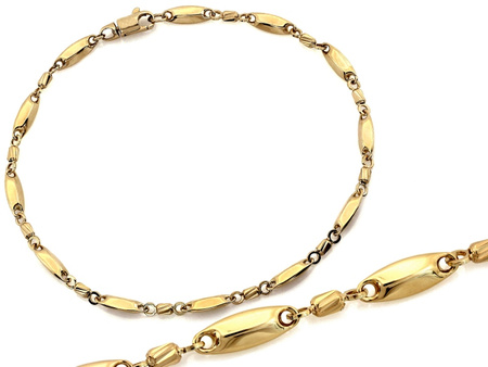 Bransoletka złota z podłużnych błyszczących elementów