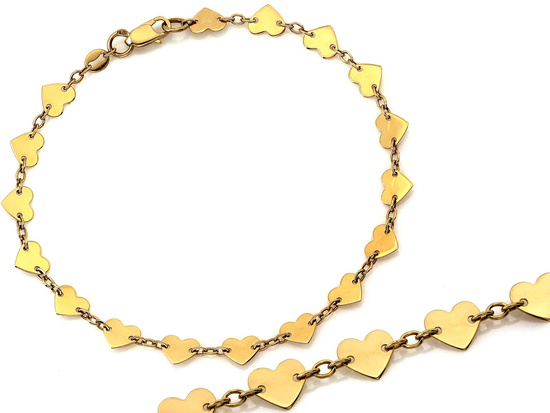 Złota bransoletka z małych serc