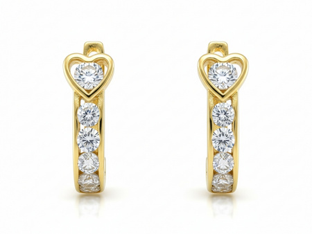 Kolczyki złote dla dziewczynki z serduszkiem