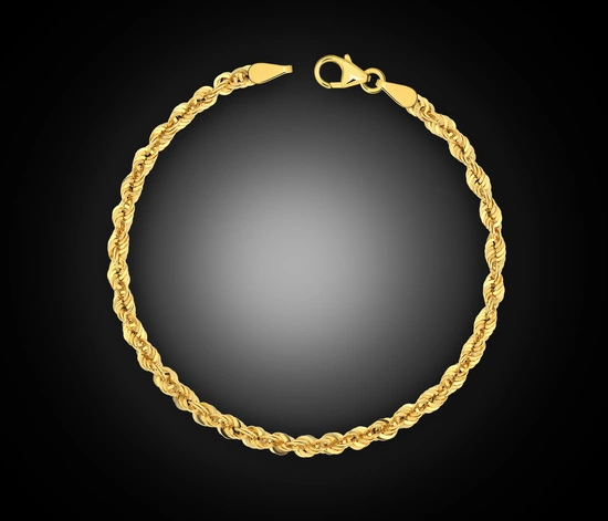 Złota bransoletka 585 kordel korda diamentowana