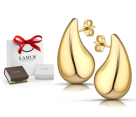 Złote kolczyki 375 nowoczesne duże krople, łezki