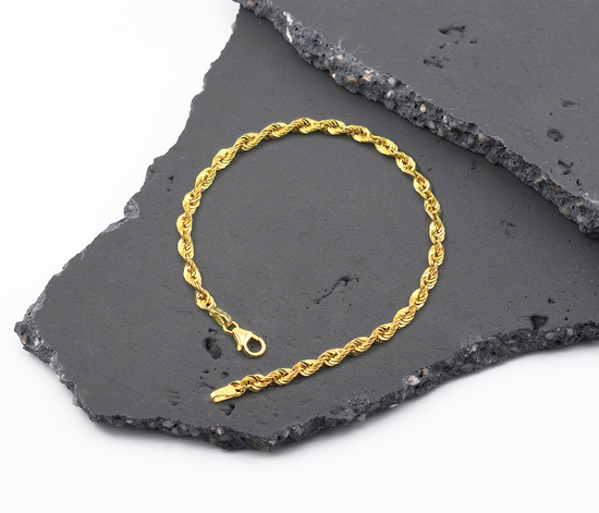 Złota bransoletka 585 kordel korda 