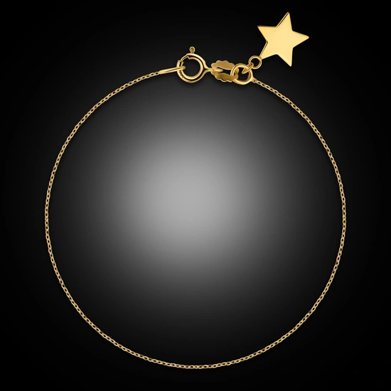 Złota bransoletka 585 minimalistyczny ankier z gwiazdką przy zapięciu