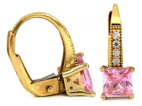 Kolczyki złote angielskie z cyrkoniami