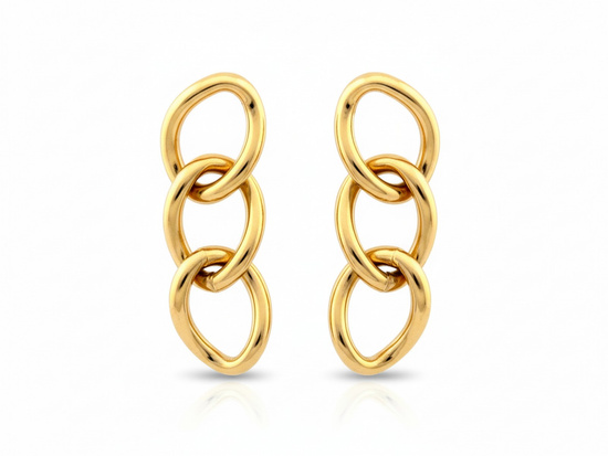 Kolczyki złote wiszące na sztyfcie