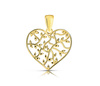 Złota zawieszka 375 - ażurowe serce z roślinnym wzorem