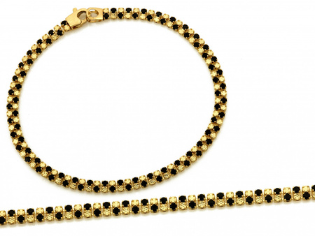 Bransoletka złota z ruchomych elementów z czarnymi cyrkoniami