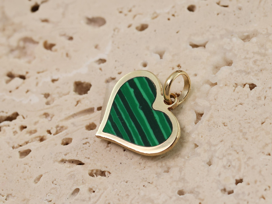 Zawieszka złote serce z malachitem