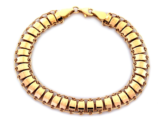 Bransoletka złota spleciona z ruchomych ażurowych elementów