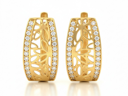 Kolczyki złote angielskie ażurowe z cyrkoniami