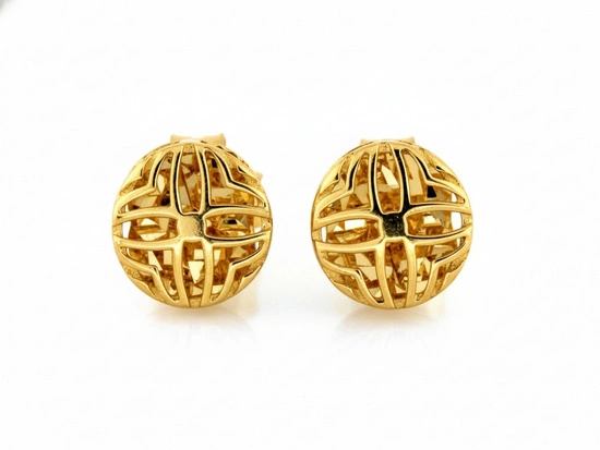 Kolczyki złote ażurowe okrągłe na sztyfcie