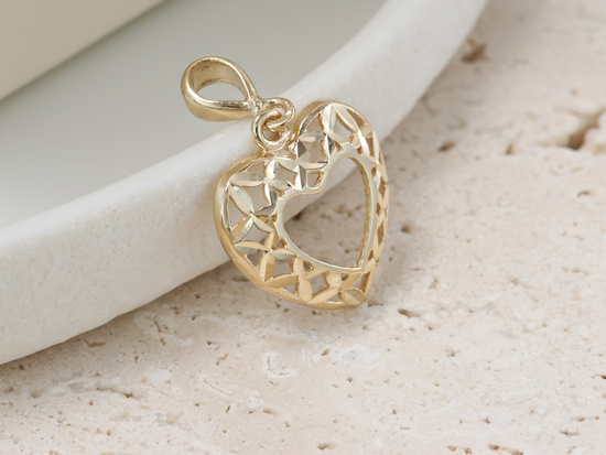 Ażurowe serduszko złote diamentowane