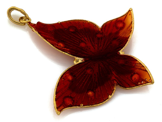 Zawieszka złota duży emaliowany motyl