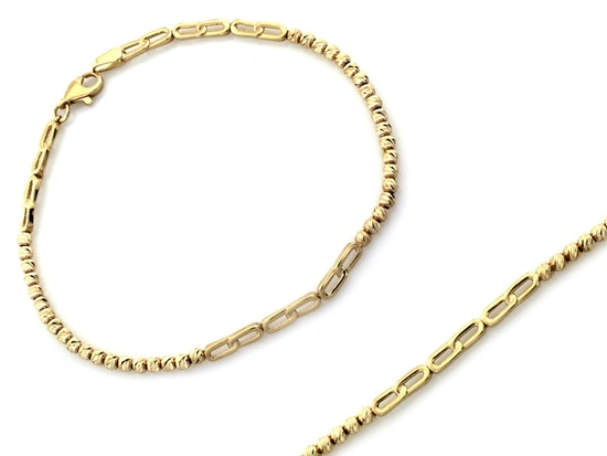 Bransoletka złota z kulkami i owalnymi elementami