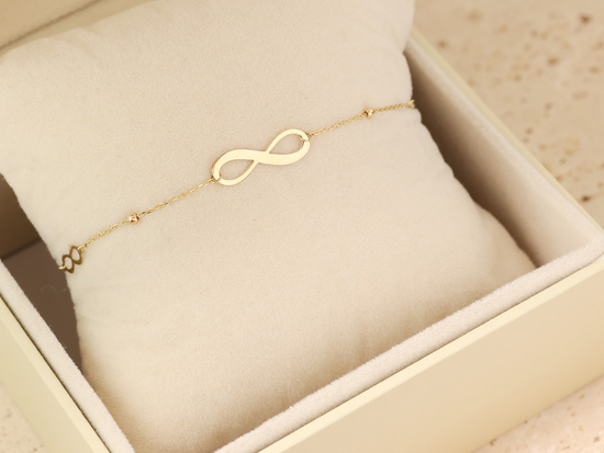 Bransoletka złota z kuleczkami i nieskończonością