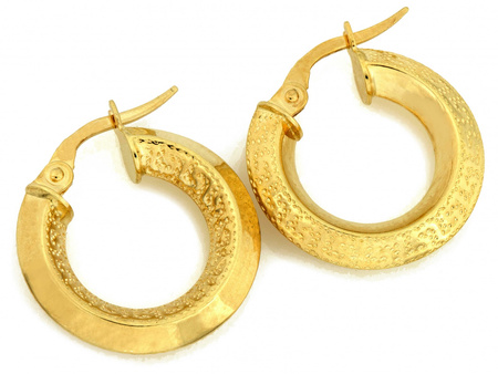 Kolczyki złote kółka małe z drogą grecką 18mm