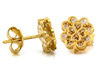 Kolczyki złote koniczynka na sztyfcie ażurowe z cyrkoniami