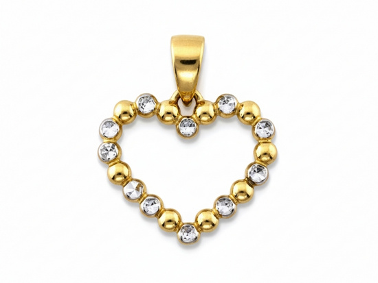 Zawieszka złote serce kontur z dwukolorowych kulek