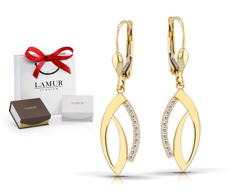 Złote kolczyki 585 ażurowe - wiszące