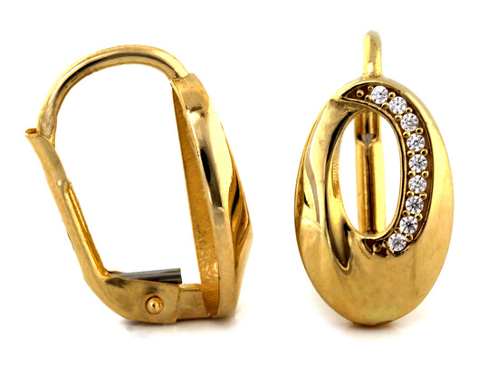 Kolczyki owale z cyrkoniami angielskie zapięcie