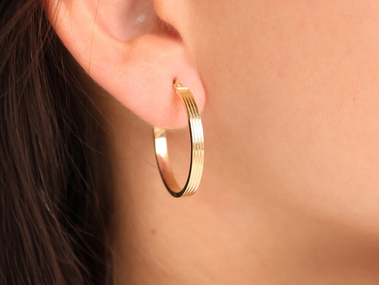 Kolczyki złote koła frezowane 30mm