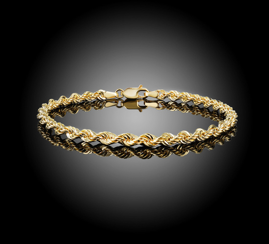 Złota bransoletka 585 kordel korda diamentowana