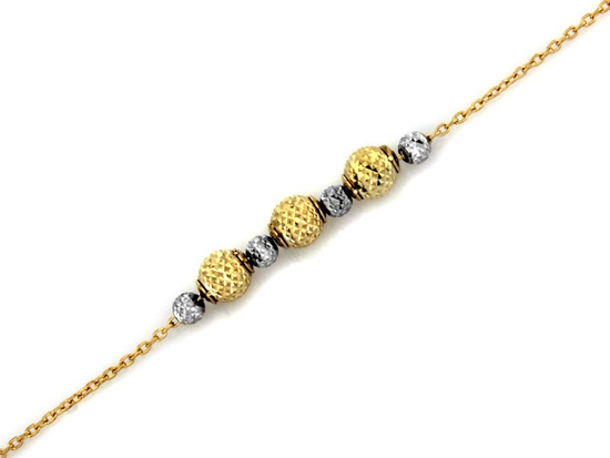 Bransoletka złota z dwukolorowymi kulkami
