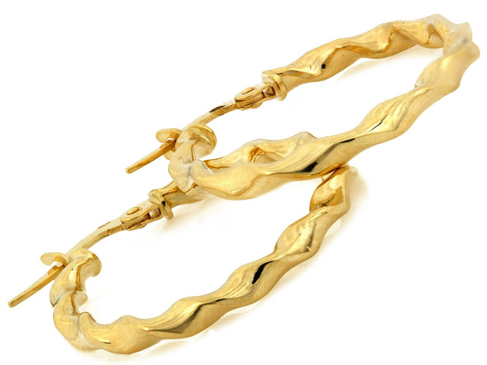 Kolczyki złote skręcone koła 25mm