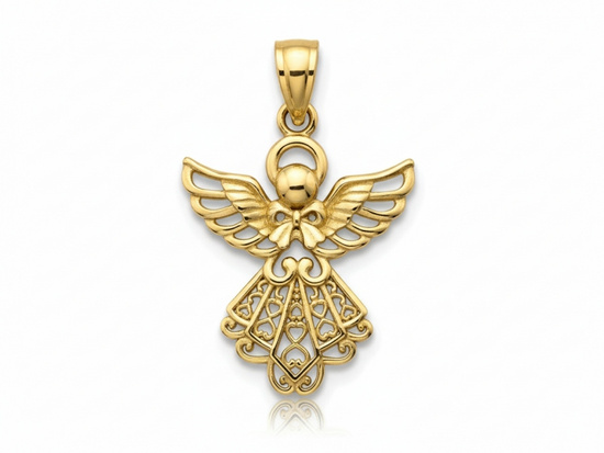 Zawieszka złota aniołek ażurowy wisiorek