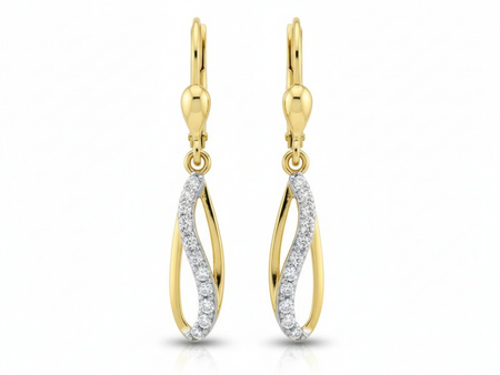 Delikatne wiszące kolczyki złote z cyrkoniami