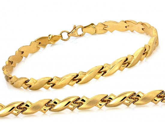 Bransoletka złota stampato z satynowanymi elementami