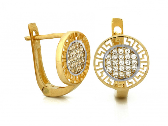 Kolczyki złote angielskie okrągłe z cyrkoniami
