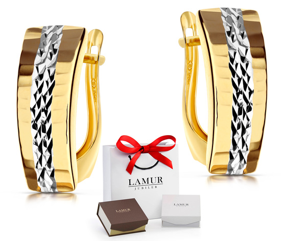 Złote kolczyki 375 diamentowane - klasyczne