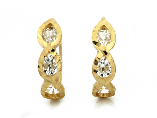 Kolczyki złote małe kółeczka delikatne z cyrkoniami 13mm