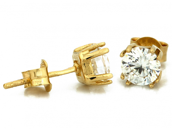 Kolczyki złote na sztyfcie z cyrkonią