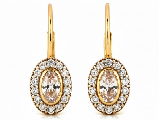 Kolczyki złote markiza z cyrkoniami angielskie