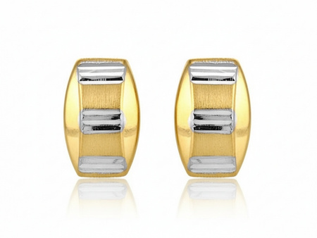 Kolczyki złote z satyną rodowane angielskie