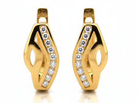 Kolczyki złote angielskie subtelne z cyrkoniami