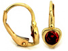 Delikatne złote kolczyki z sercem z czerwonym kamieniem angielskie