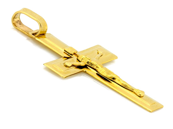 Krzyżyk złoty z Jezusem zawieszka wisiorek